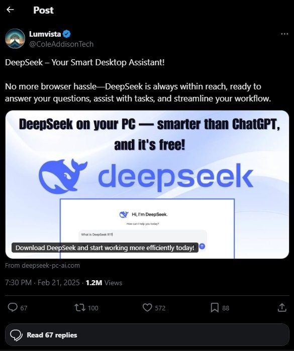 trojans-disguised-as-deepseek-grok-clients-02 1.2 مليون مشاهدة في حساب شبه فارغ؟ نشم منه رائحة ترويج مدفوع